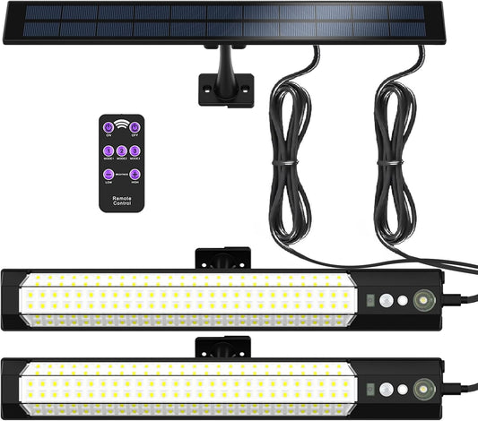 1500W Solar sensor lights, outdoor high-brightness lighting with 316 LED, motion sensor sensing, independent solar charging panel, detachable handheld lighting