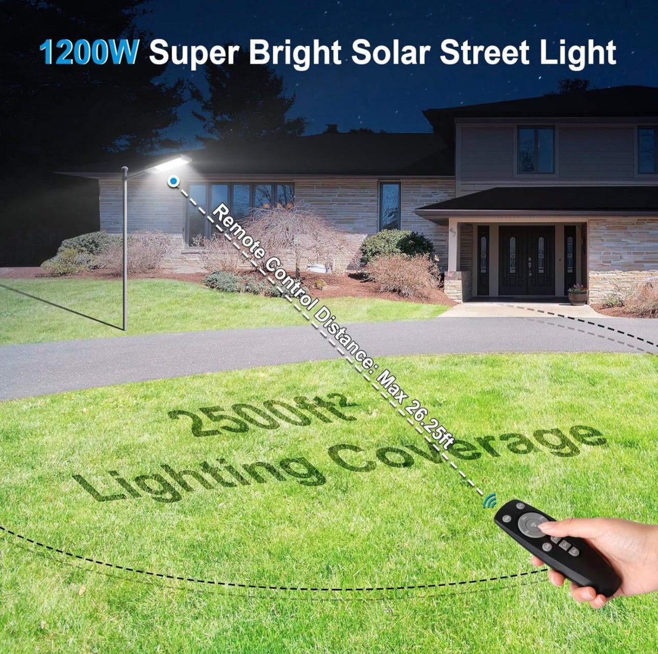 7200W Commercial Solar Street Light , 100000LM Parking Lot Light Dusk to Dawn With Remote - Outdoor Solar Outlet