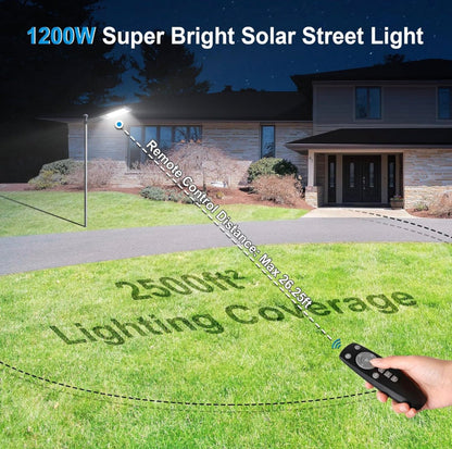 7200W Commercial Solar Street Light , 100000LM Parking Lot Light Dusk to Dawn With Remote - Outdoor Solar Outlet