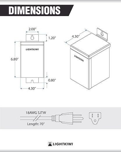 75 Watt Low Voltage Outdoor Landscape Lighting Transformer 120V AC to (12V-15V AC) Multi-Tap - Outdoor Solar Outlet