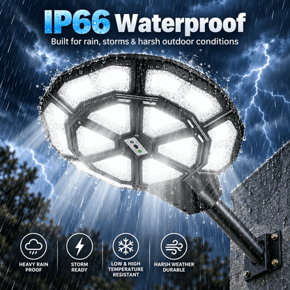 7500W Large Solar Street Light Outdoor – 120,000 Lumens, Radar Motion Sensor, Remote Control, IP65 - Outdoor Solar Outlet