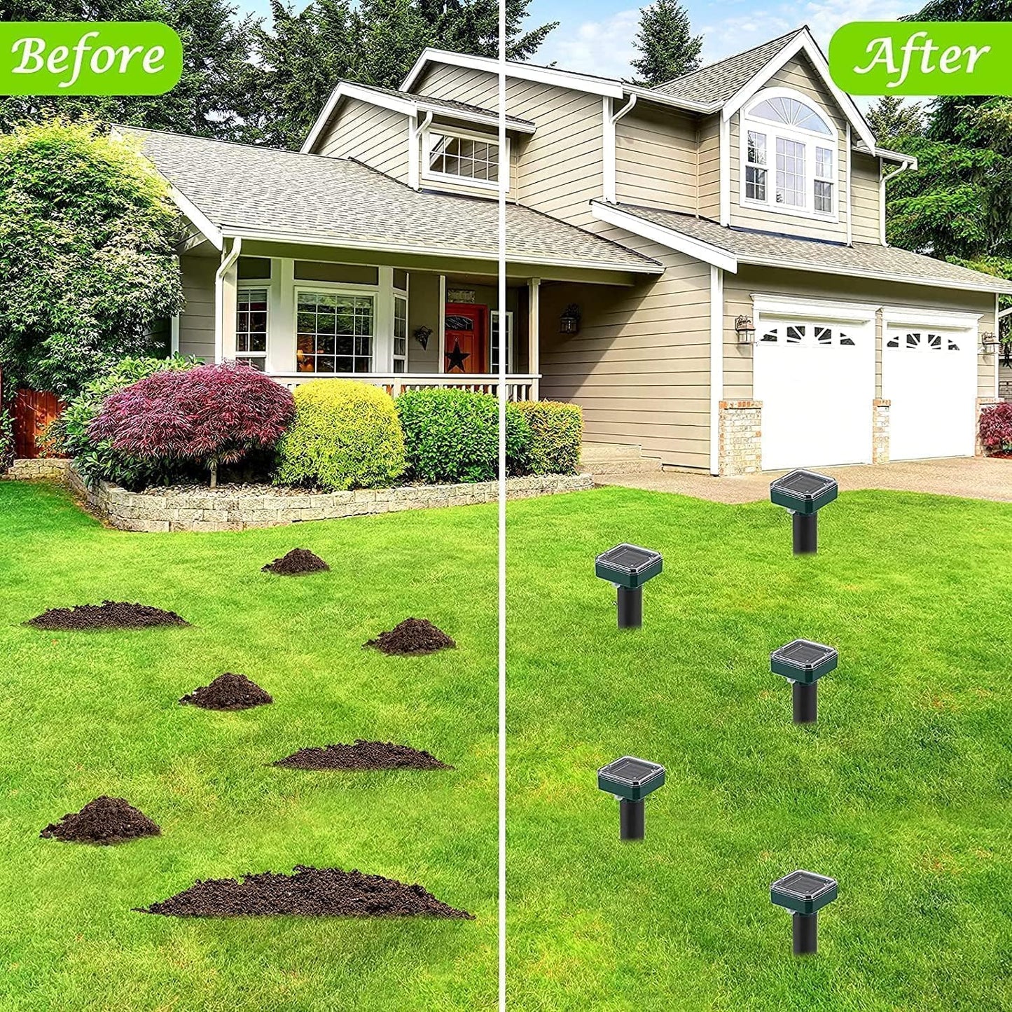 8 Pack Mole Repellent Solar Sonic Groundhog Repeller Gopher Deterrent Vole - Outdoor Solar Outlet