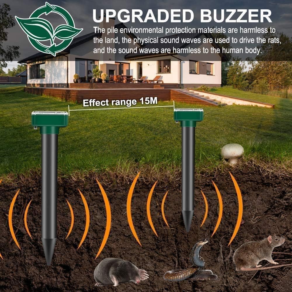 8 Pack Mole Repellent Solar Sonic Groundhog Repeller Gopher Deterrent Vole - Outdoor Solar Outlet