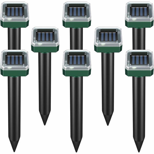 8 Pack Mole Repellent Solar Sonic Groundhog Repeller Gopher Deterrent Vole - Outdoor Solar Outlet