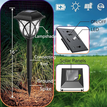 8 Pack Solar LED Lights,Large Rotating Outdoor Pathway Up To 10 Lumen - Outdoor Solar Outlet