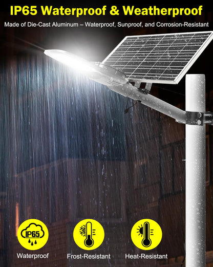 8000W Aluminum Frame Solar Street Light Solar Parking Lot 20000LM, Outdoor, Dusk to Dawn, Waterproof, IP65, Remote - Outdoor Solar Outlet