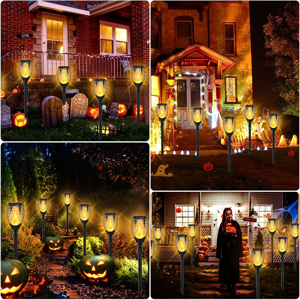 4-Pack Solar Flickering Flame Torch Lights – 23 Inch, 33 LEDs, Dusk-to-Dawn, IP65 Outdoor Lights