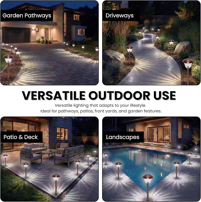 Energizer 8 Pack Solar Pathway LED Lights Outdoor-Stainless Steel 15 Lumen