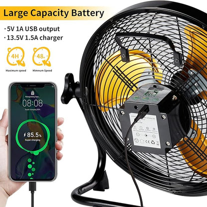 Battery Operated Solar Fan, Solar Powered Portable Fan Can Running 5-24 Hours,Rechargable Fan with USB Output For Emergency Situation