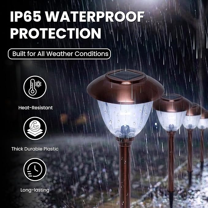 Energizer 8 Pack Solar Pathway LED Lights Outdoor-Stainless Steel 15 Lumen