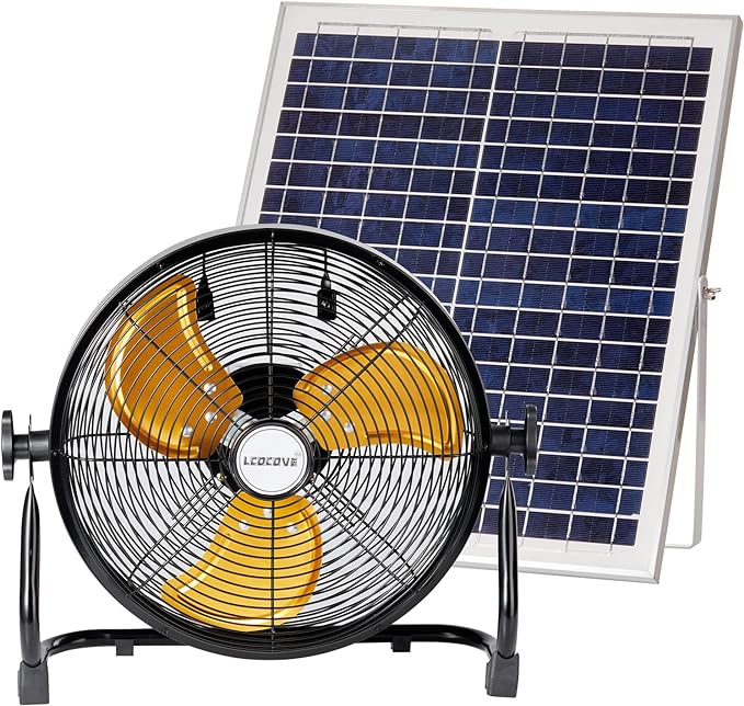 Battery Operated Solar Fan, Solar Powered Portable Fan Can Running 5-24 Hours,Rechargable Fan with USB Output For Emergency Situation