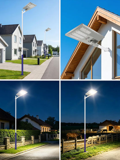 5500W Aluminum Frame Solar Street Light – 100,000LM, Motion Sensor, Dusk-to-Dawn, Remote Control, IP65