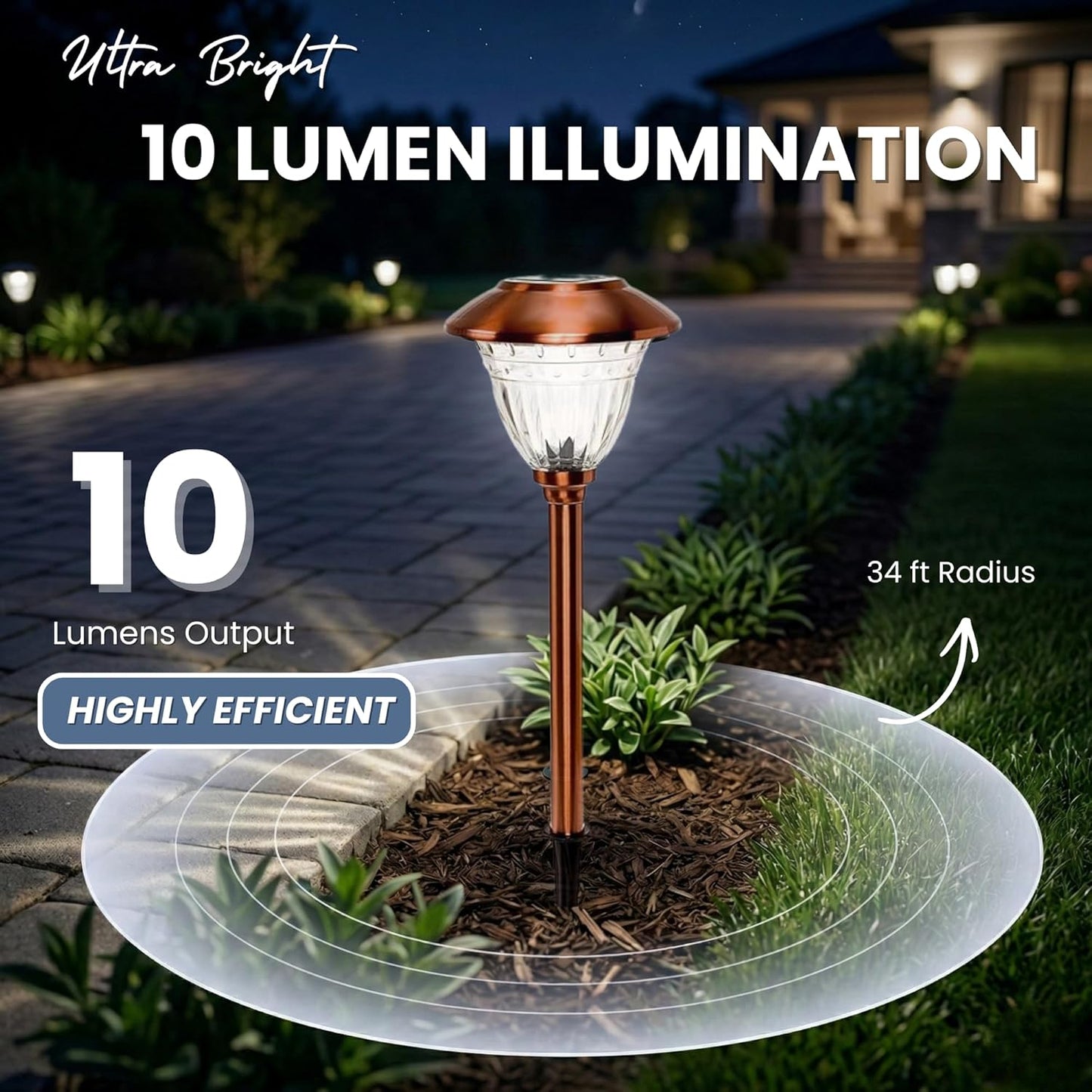 Energizer 10 Pack Solar Pathway LED Lights Outdoor ( Copper )