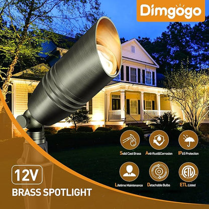 Brass Landscape Spotlights 1-Pack with MR16 Bulb(S02), 12V Low Voltage Landscape Lighting 2700K