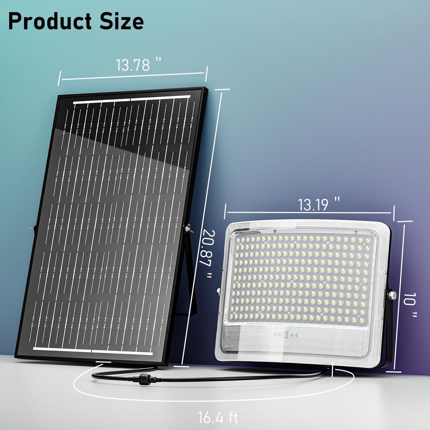 8400W LED Solar Aluminum Frame Flood Lights Outdoor, Billboard 238LED Dusk to Dawn Waterproof Security Commercial Lighting with 16.4ft Cables - Outdoor Solar Outlet