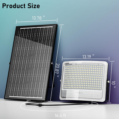 8400W LED Solar Aluminum Frame Flood Lights Outdoor, Billboard 238LED Dusk to Dawn Waterproof Security Commercial Lighting with 16.4ft Cables - Outdoor Solar Outlet