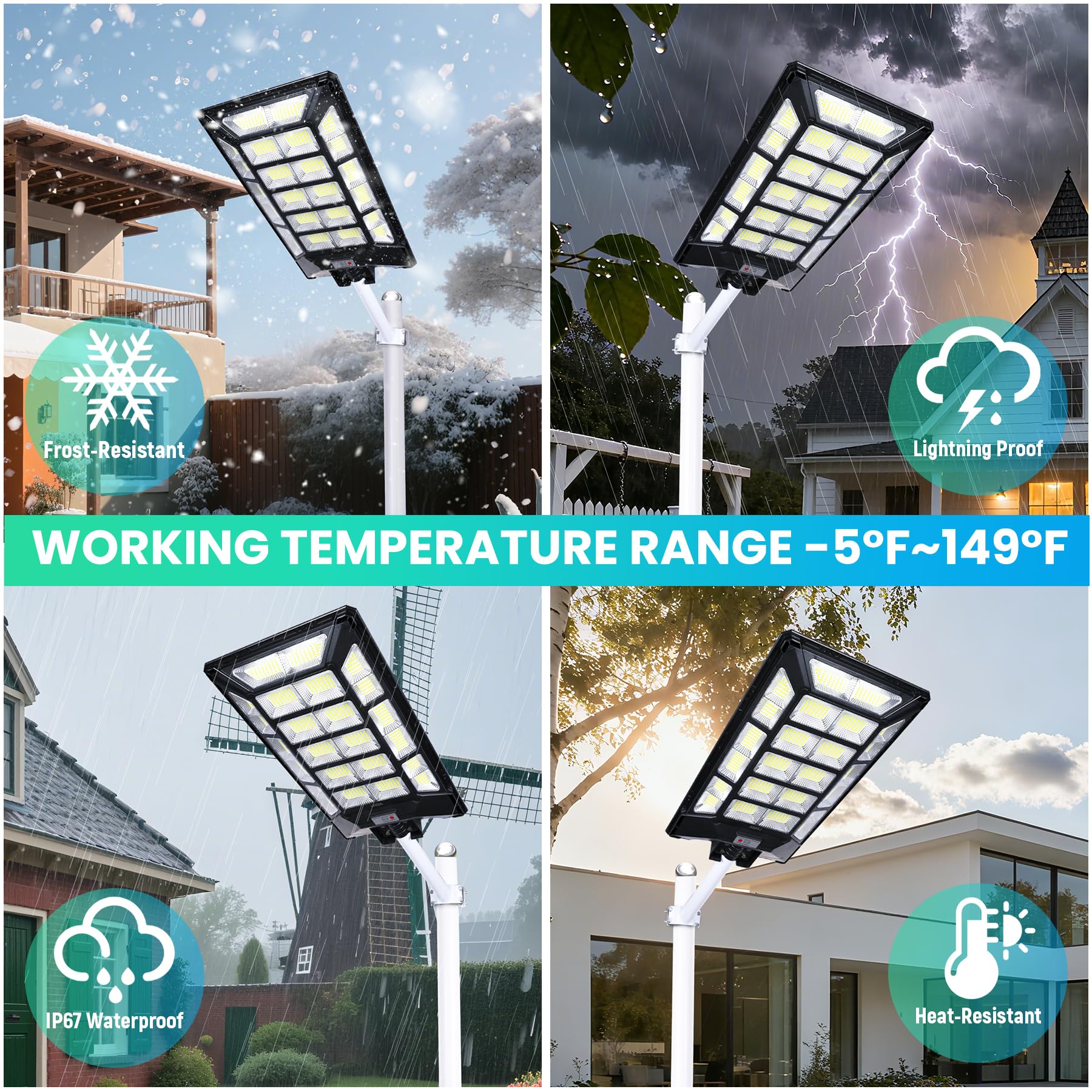 8800W Solar Street Lights Outdoor Waterproof 6500K Dusk to Dawn 180000 Lumen Motion Sensor Super Bright Solar Parking Lot Light - Outdoor Solar Outlet