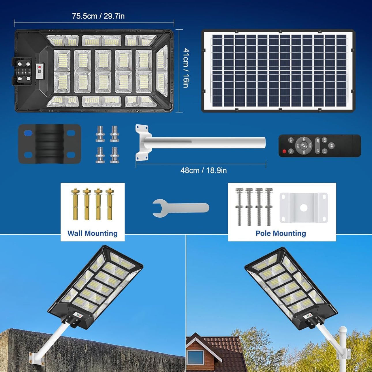 8800W Solar Street Lights Outdoor Waterproof 6500K Dusk to Dawn 180000 Lumen Motion Sensor Super Bright Solar Parking Lot Light - Outdoor Solar Outlet