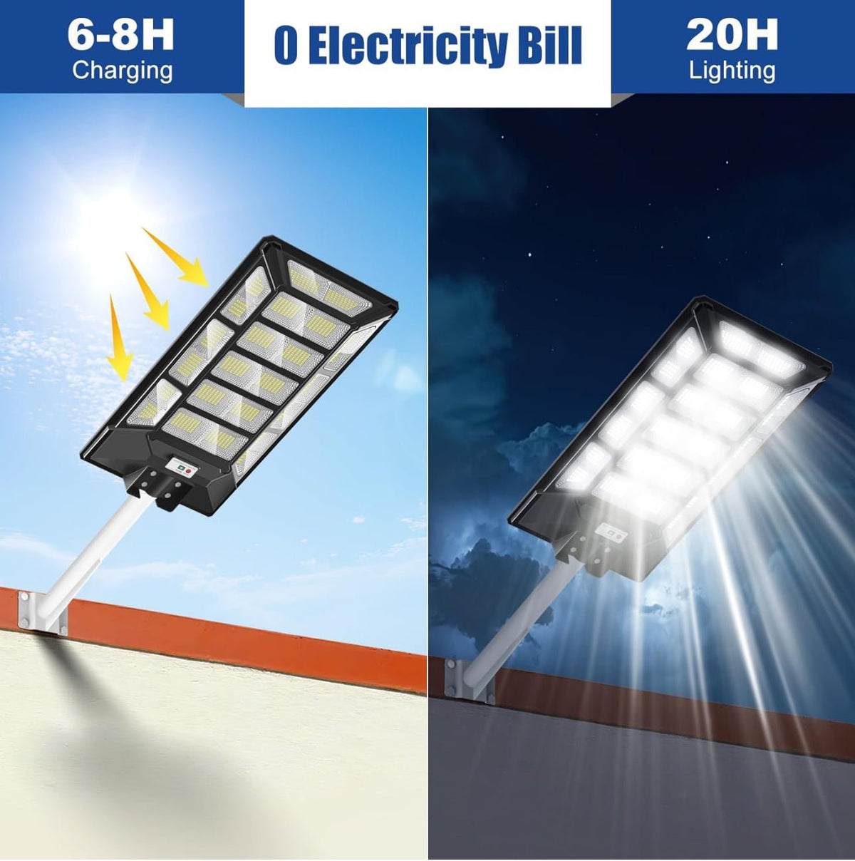 8800W Solar Street Lights Outdoor Waterproof 6500K Dusk to Dawn 180000 Lumen Motion Sensor Super Bright Solar Parking Lot Light - Outdoor Solar Outlet
