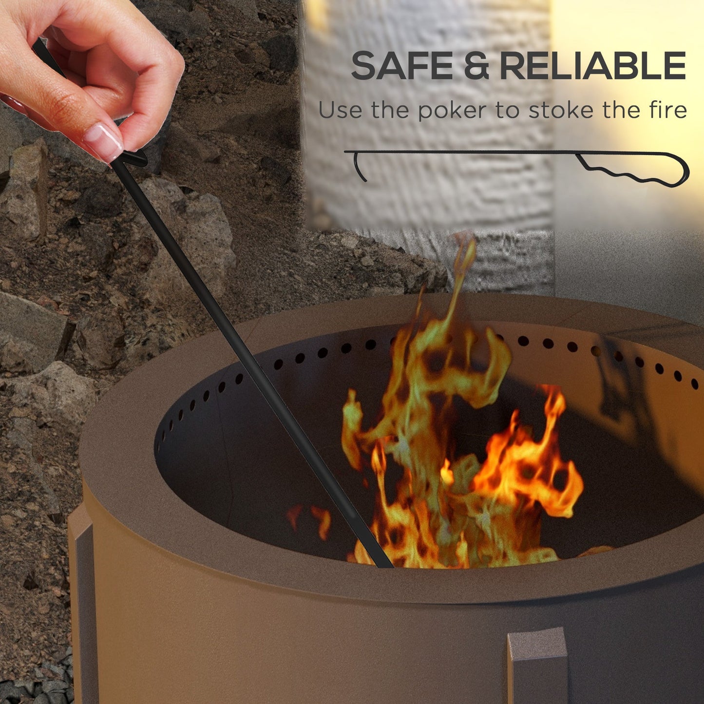 2-in-1 Portable Smokeless Fire Pit with Grill for Backyard Patio Picnic, Camping, Bonfire