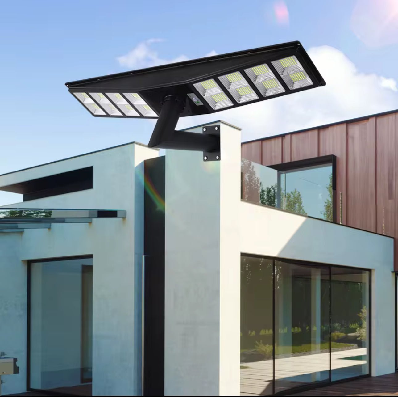 9000W All-in-One Double Side Solar Street Light Road Path Motion Sensor Parking a lot IP65 Waterproof - Outdoor Solar Outlet