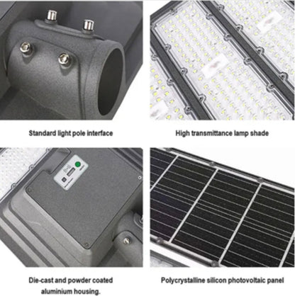 9000W Aluminum Frame All In One Solar Street /Parking Lights Motion Sensor, Dusk to Dawn 180000LM with Remote Control - Outdoor Solar Outlet