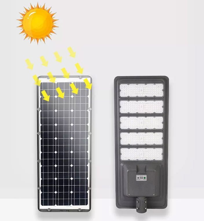9000W Aluminum Frame All In One Solar Street /Parking Lights Motion Sensor, Dusk to Dawn 180000LM with Remote Control - Outdoor Solar Outlet