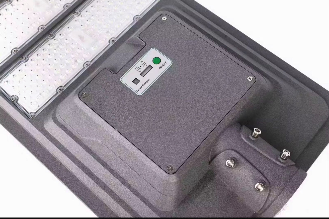9000W Aluminum Frame All In One Solar Street /Parking Lights Motion Sensor, Dusk to Dawn 180000LM with Remote Control - Outdoor Solar Outlet
