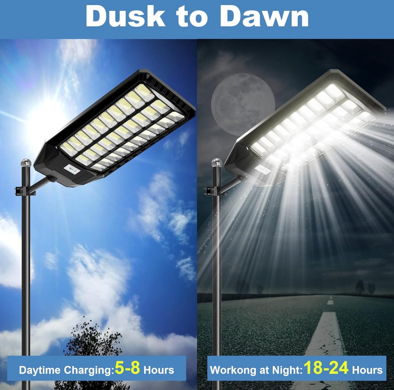 9000W Solar Street Light, 180000 Lumens Dusk to Dawn Street Lights Solar Powered Motion Sensor - Outdoor Solar Outlet