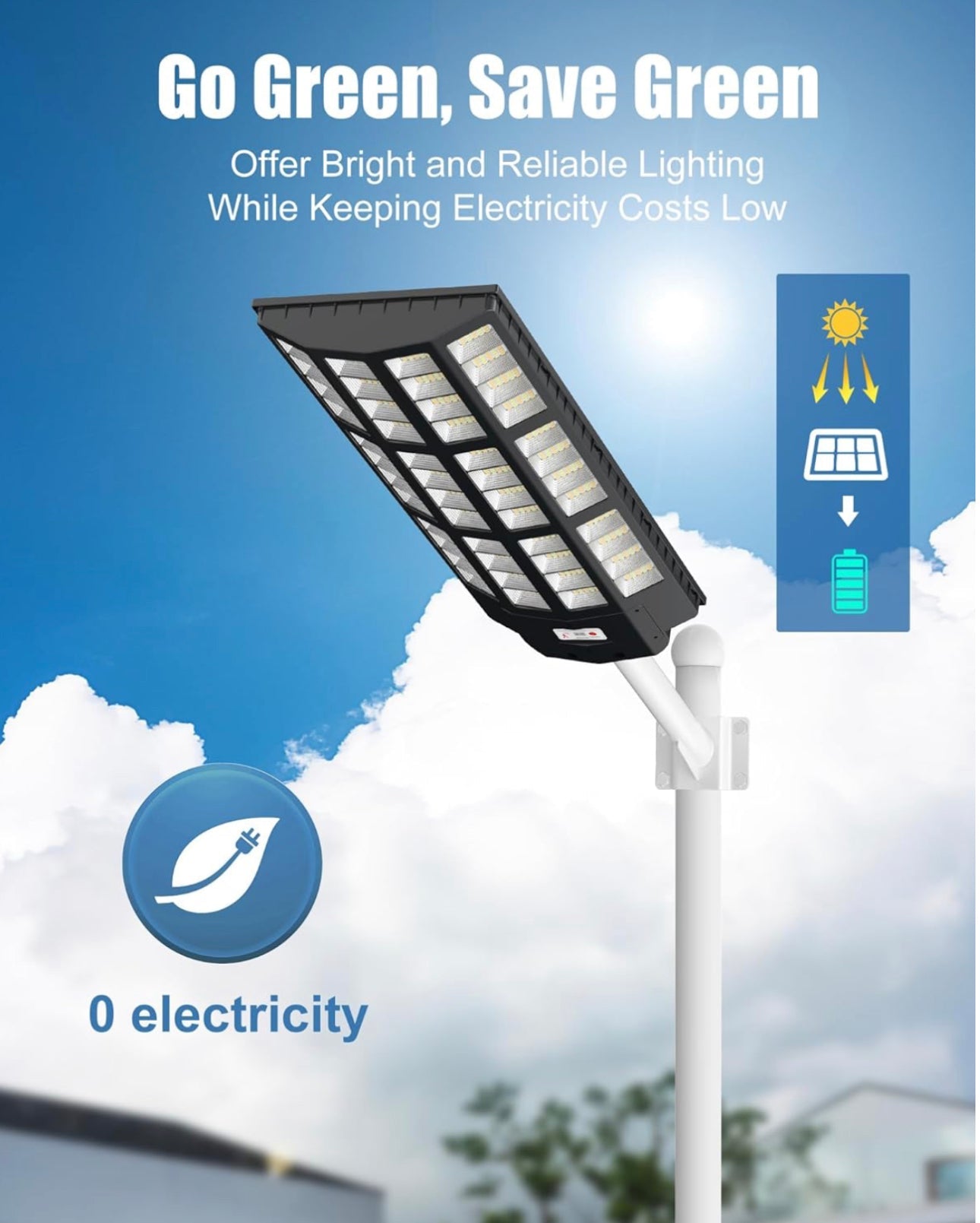 9000W Solar Street Light - Tri-Color 3000K/4000K/6500K Dimmable Solar Motion Sensor Light Outdoor, IP66 Waterproof Solar Dusk to Dawn Lights - Outdoor Solar Outlet