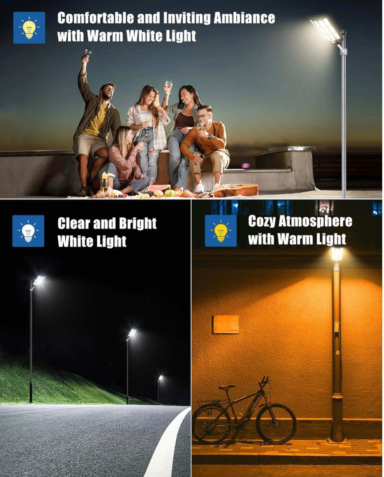 9000W Solar Street Light - Tri-Color 3000K/4000K/6500K Dimmable Solar Motion Sensor Light Outdoor, IP66 Waterproof Solar Dusk to Dawn Lights - Outdoor Solar Outlet