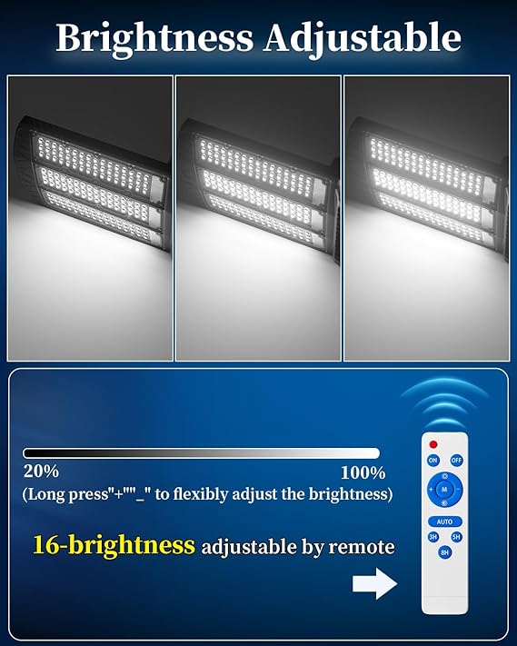 9500W Aluminum Solar Street Lights Outdoor, 500000LM High Powered Commercial Parking Lot Lights 6500K Dusk to Dawn with Remote - Outdoor Solar Outlet