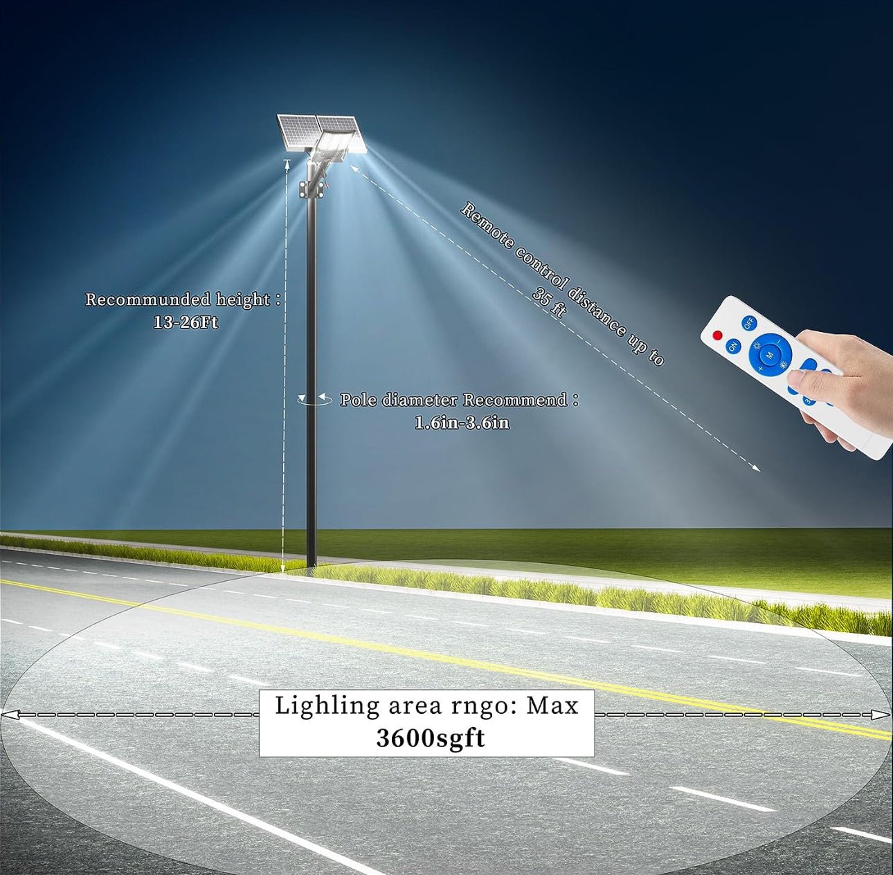 9500W Aluminum Solar Street Lights Outdoor, 500000LM High Powered Commercial Parking Lot Lights 6500K Dusk to Dawn with Remote - Outdoor Solar Outlet