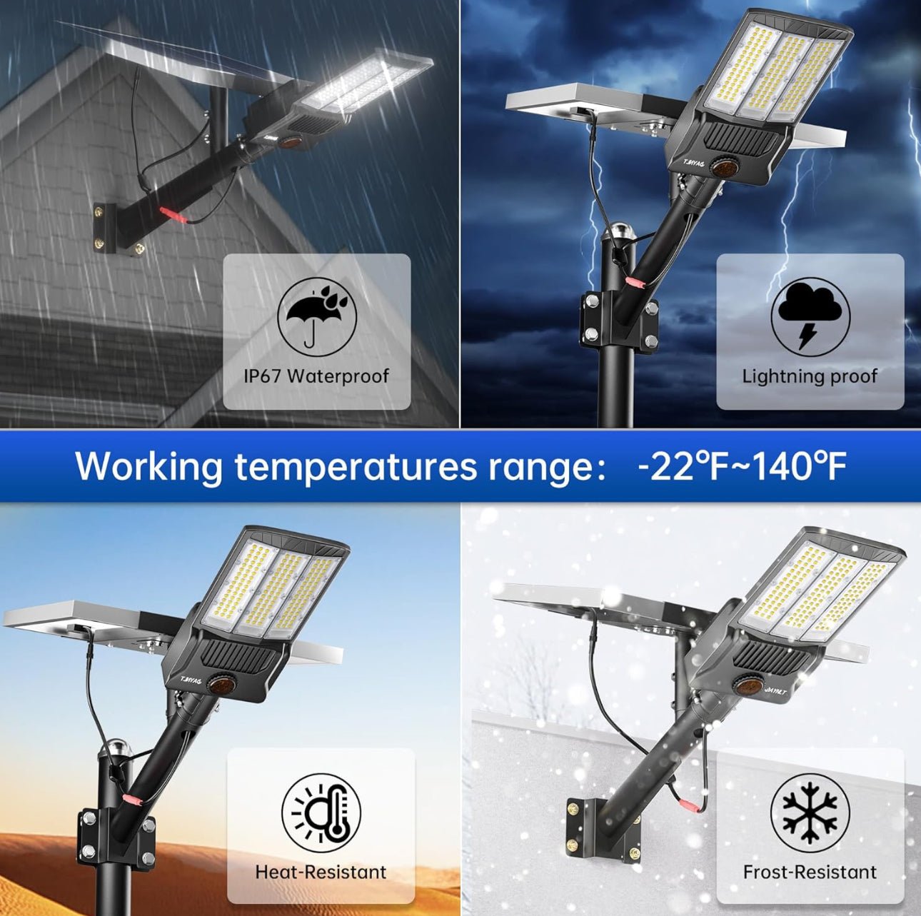 9500W Aluminum Solar Street Lights Outdoor, 500000LM High Powered Commercial Parking Lot Lights 6500K Dusk to Dawn with Remote - Outdoor Solar Outlet