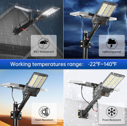 9500W Aluminum Solar Street Lights Outdoor, 500000LM High Powered Commercial Parking Lot Lights 6500K Dusk to Dawn with Remote - Outdoor Solar Outlet