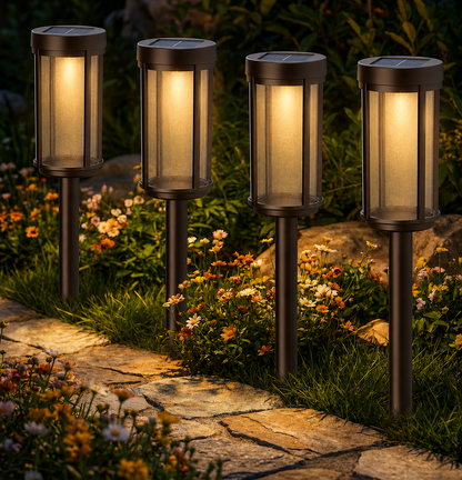 SmartYard Solar Pathway Lights Outdoor, 8-Pack Glass and Aluminum Garden Lights, IP65 Waterproof Warm White LED Lights for Walkways, Patios and Lawns