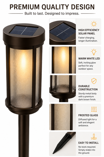 SmartYard Solar Pathway Lights Outdoor, 8-Pack Glass and Aluminum Garden Lights, IP65 Waterproof Warm White LED Lights for Walkways, Patios and Lawns
