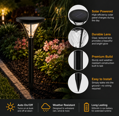 Berkley Jensen Set of 4 Aluminum Solar LED Pathway Lights, 20 Lumens, Graphite Black Finish