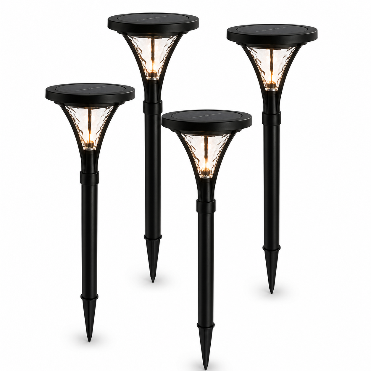 Berkley Jensen Set of 4 Aluminum Solar LED Pathway Lights, 20 Lumens, Graphite Black Finish