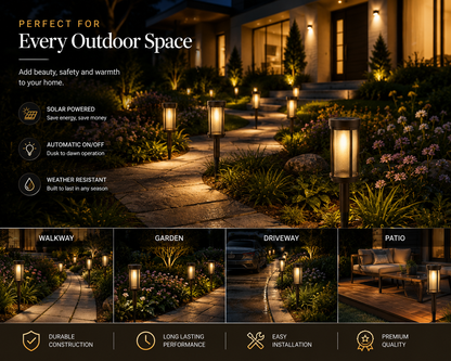 SmartYard Solar Pathway Lights Outdoor, 8-Pack Glass and Aluminum Garden Lights, IP65 Waterproof Warm White LED Lights for Walkways, Patios and Lawns