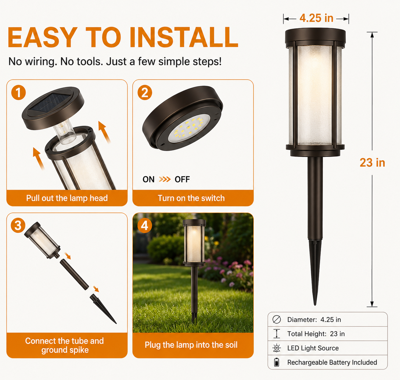 SmartYard Solar Pathway Lights Outdoor, 8-Pack Glass and Aluminum Garden Lights, IP65 Waterproof Warm White LED Lights for Walkways, Patios and Lawns