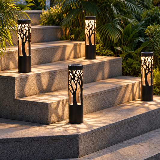 SmartYard 12-Lumen Solar Bollard Light with Tree Design LED 2-Pack
