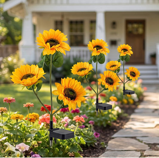 Solar Sunflower Lights 3 Pack with 9 Sunflower Lights