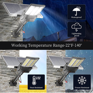 5000W Solar Street Lights Outdoor, 500000LM 6500K High Powered Commercial Parking Lot Lights Dusk to Dawn, Waterproof Solar Security Flood Lights with Remote