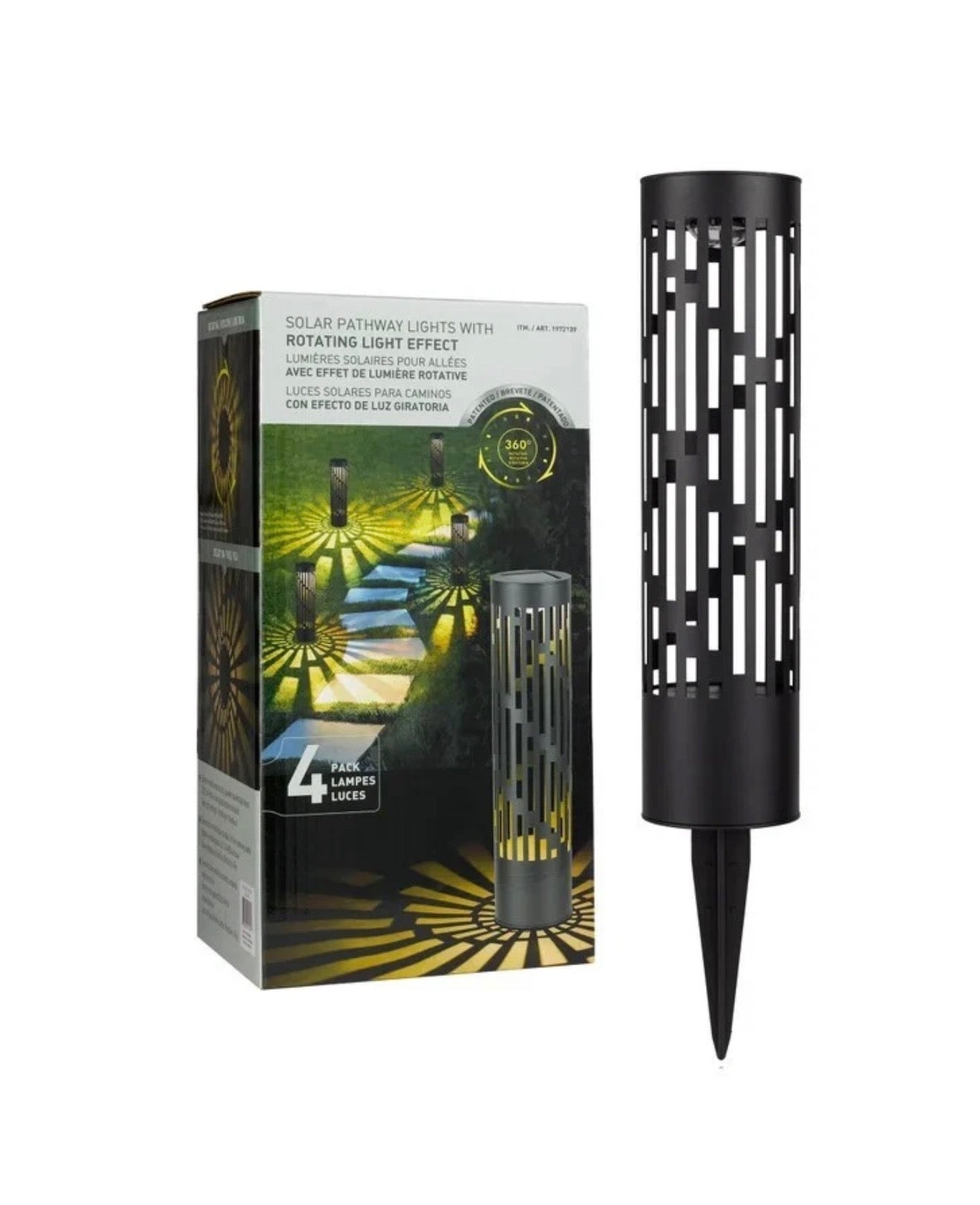 SmartYard 50 Lumen Rotating Solar Bollard Lights, 4-pack