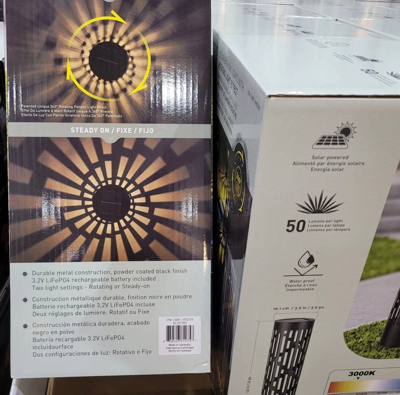 SmartYard 50 Lumen Rotating Solar Bollard Lights, 4-pack