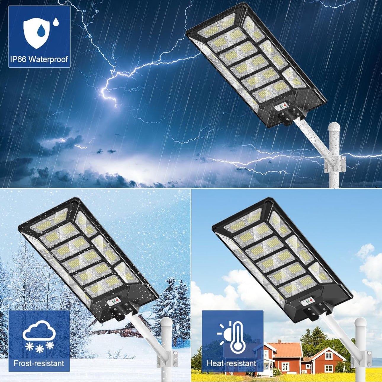 1800W Solar Street Lights Outdoor Waterproof 6500K Dusk to Dawn 180000 Lumen Motion Sensor Super Bright Solar Parking Lot Light