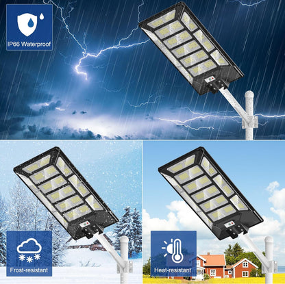 1800W Solar Street Lights Outdoor Waterproof 6500K Dusk to Dawn 180000 Lumen Motion Sensor Super Bright Solar Parking Lot Light