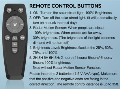 8500W Solar Street Lights Outdoor, 6500K Dusk to Dawn, LED Wide Angle Lamp with Motion Sensor and Remote Control