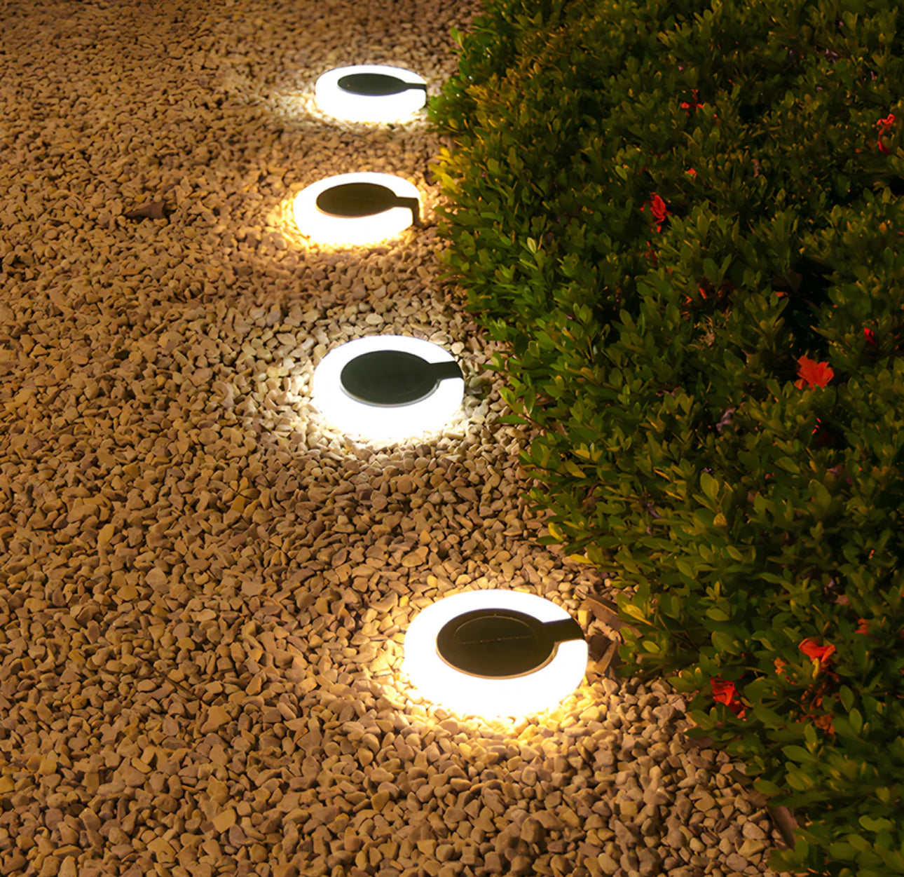 4 Pack Round Outdoor Ground Lights Adjustable Disk Solar Pathway Lamp